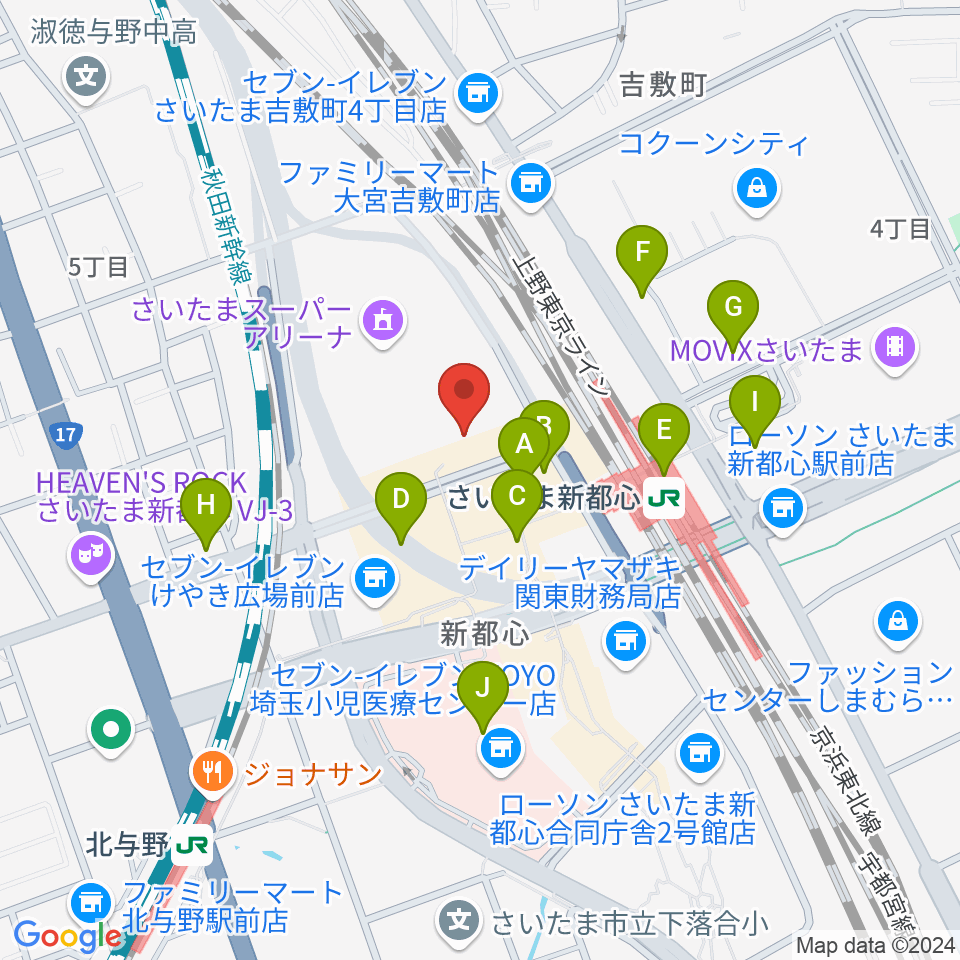 さいたまスーパーアリーナTOIRO周辺のカフェ一覧地図