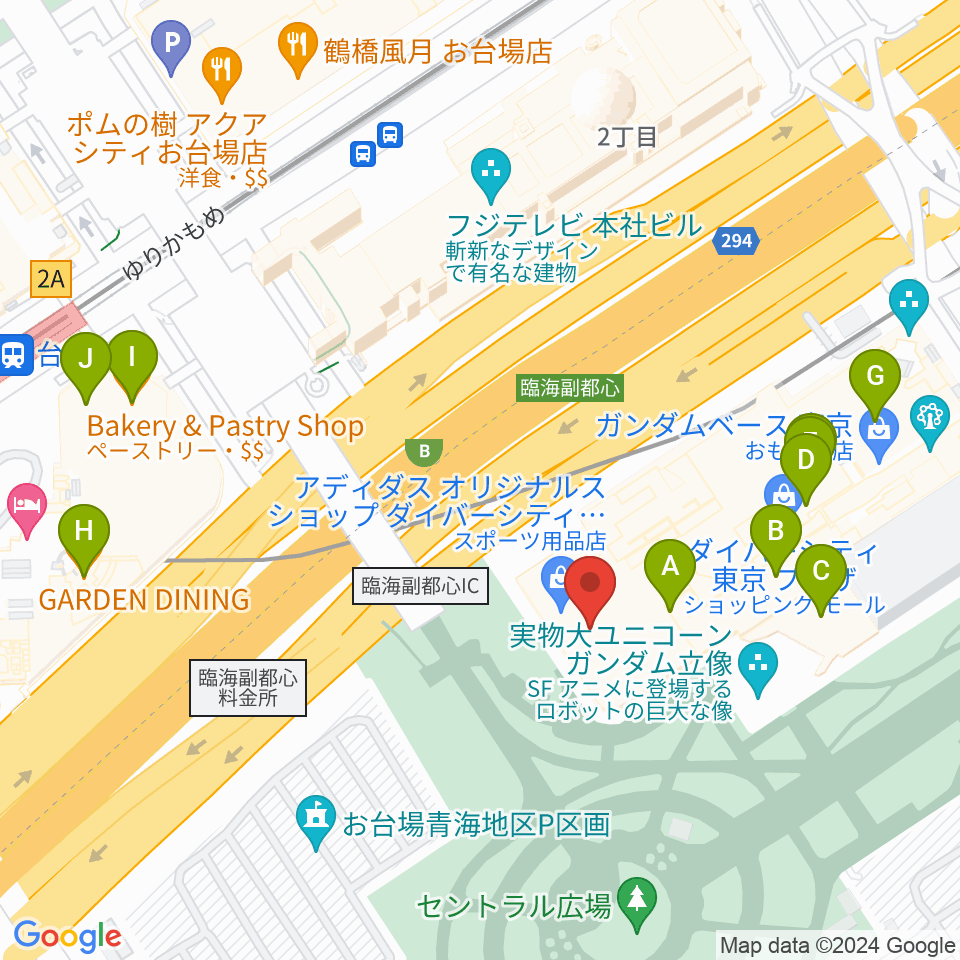 Zeppダイバーシティ東京周辺のカフェ一覧地図