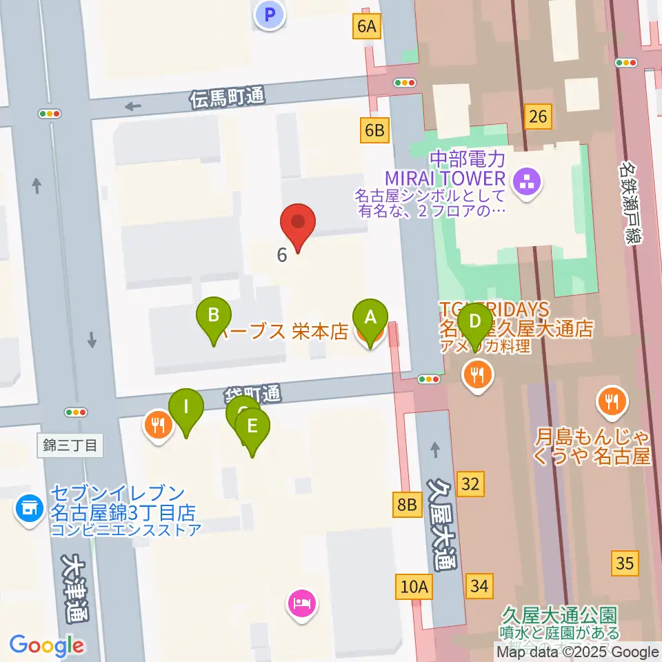 ロックス栄周辺のカフェ一覧地図