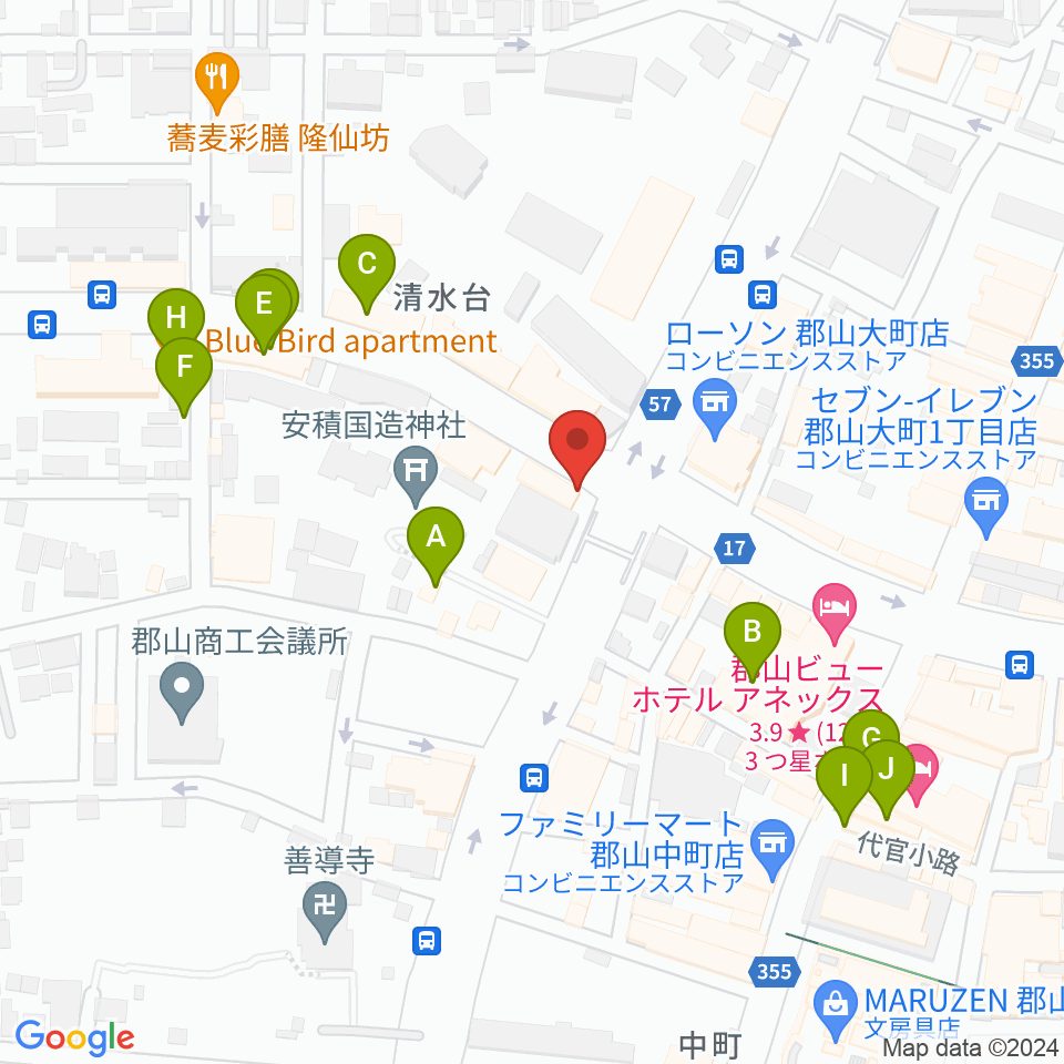 十字屋楽器周辺のカフェ一覧地図