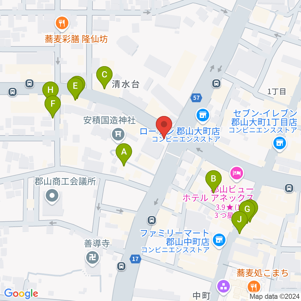 十字屋楽器周辺のカフェ一覧地図