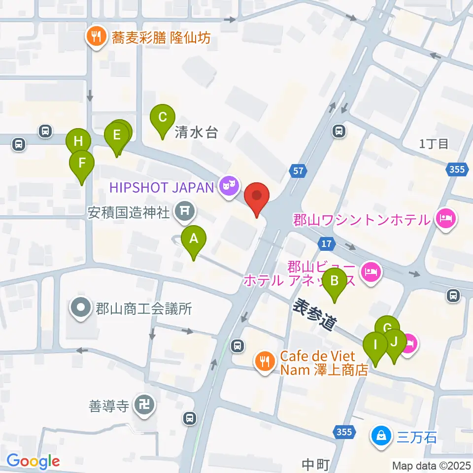 十字屋楽器周辺のカフェ一覧地図