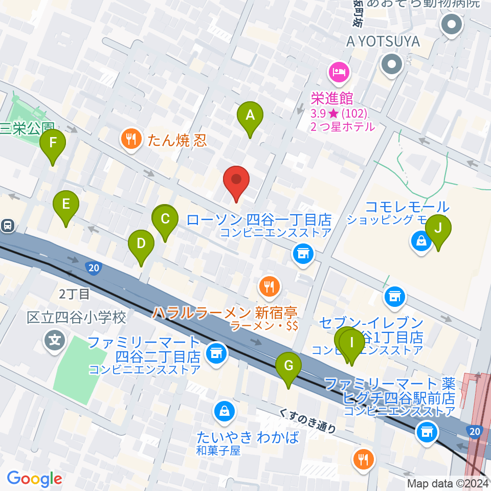 四ツ谷サウンドクリークドッポ周辺のカフェ一覧地図