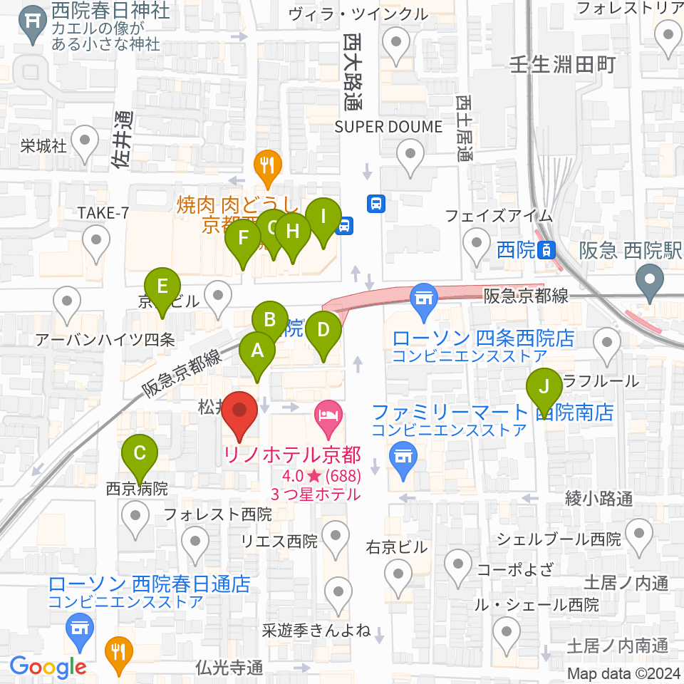 京都GATTACA周辺のカフェ一覧地図