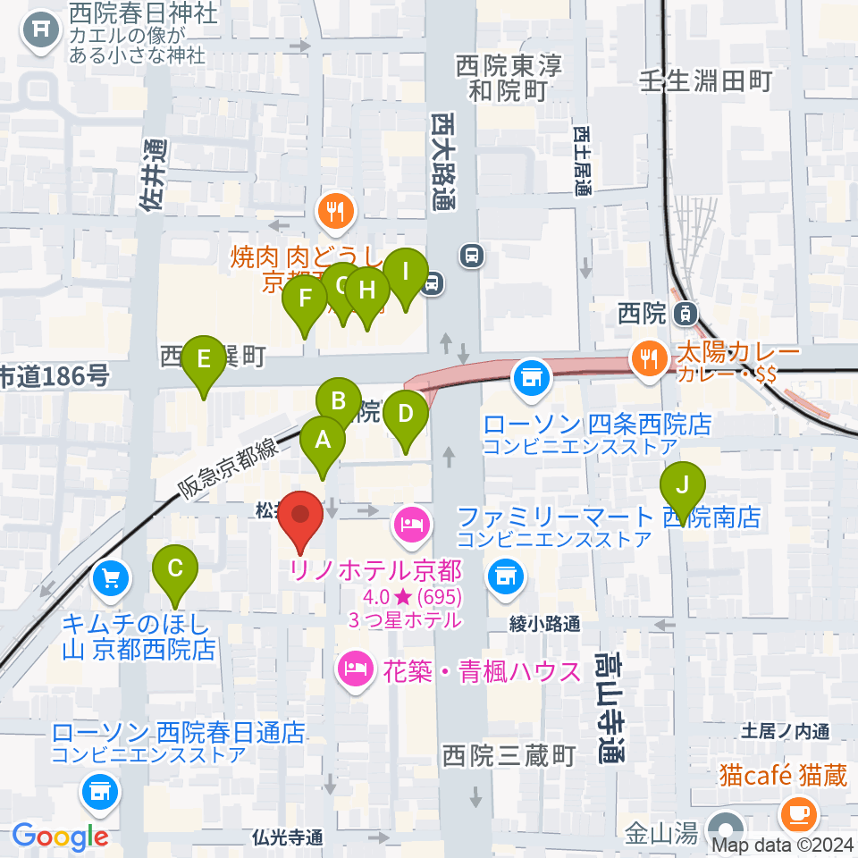 京都GATTACA周辺のカフェ一覧地図