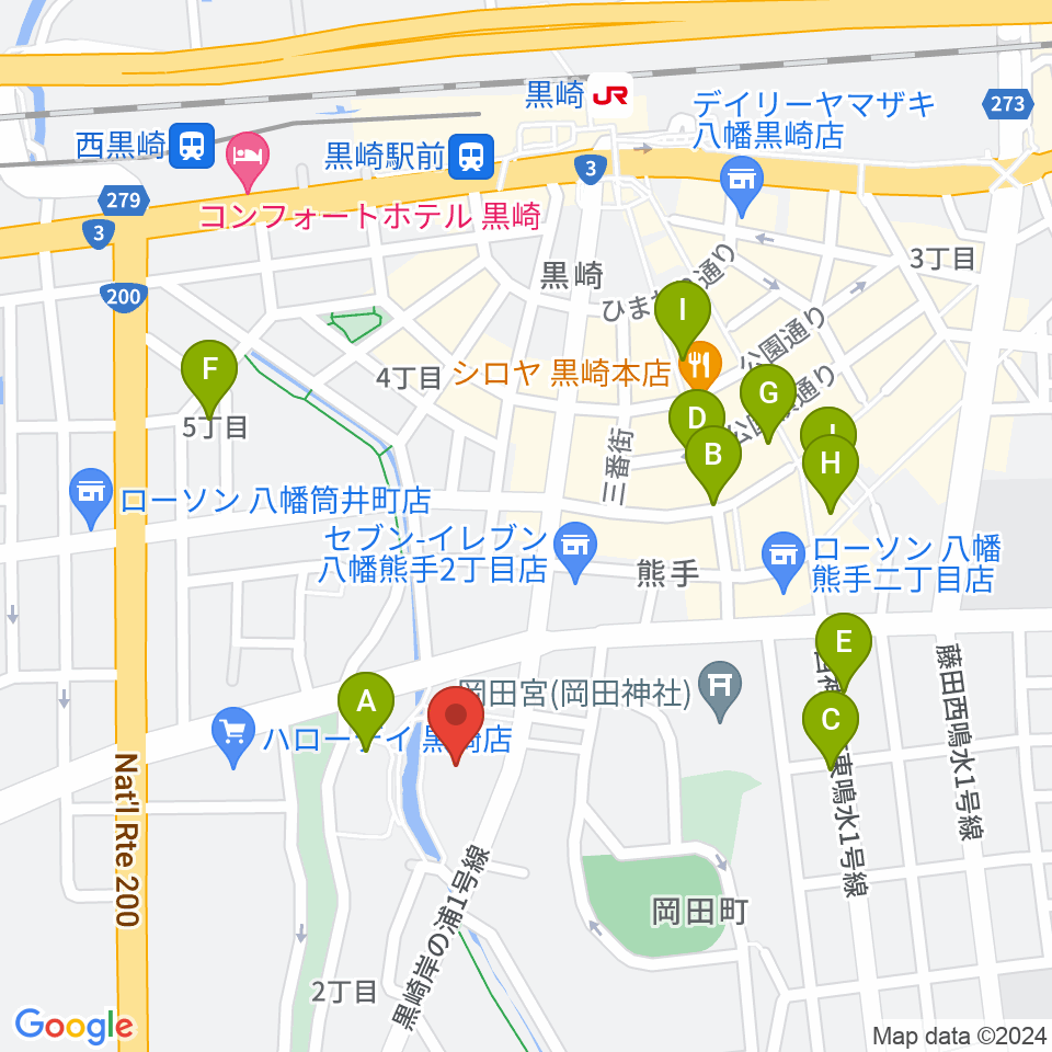 黒崎ひびしんホール周辺のカフェ一覧地図