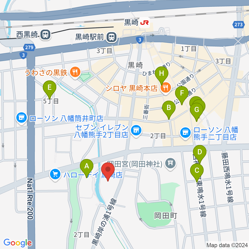 黒崎ひびしんホール周辺のカフェ一覧地図