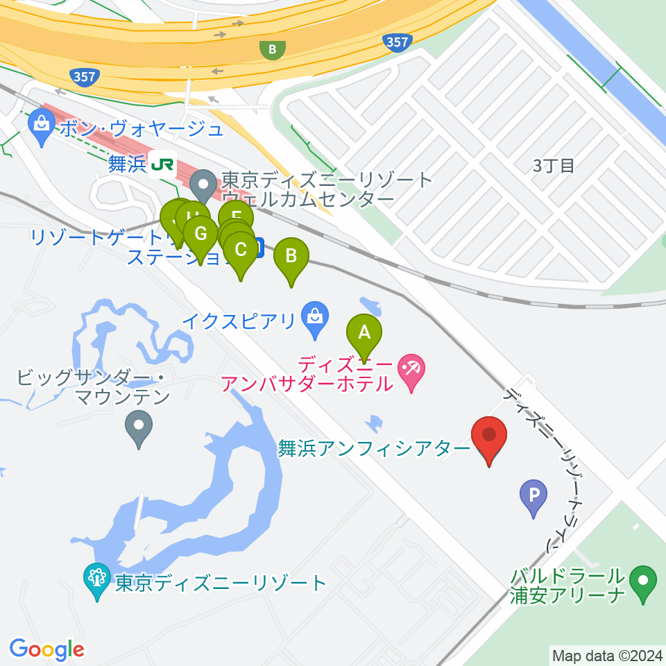 舞浜アンフィシアター周辺のカフェ一覧地図