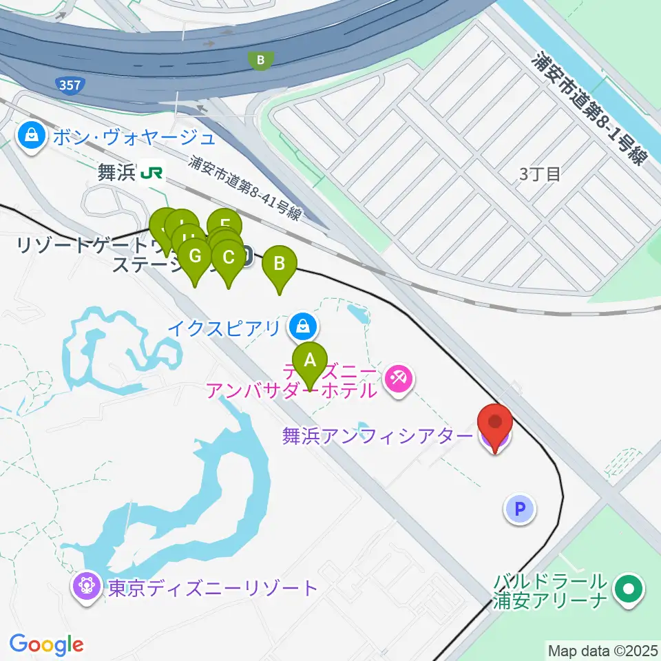 舞浜アンフィシアター周辺のカフェ一覧地図
