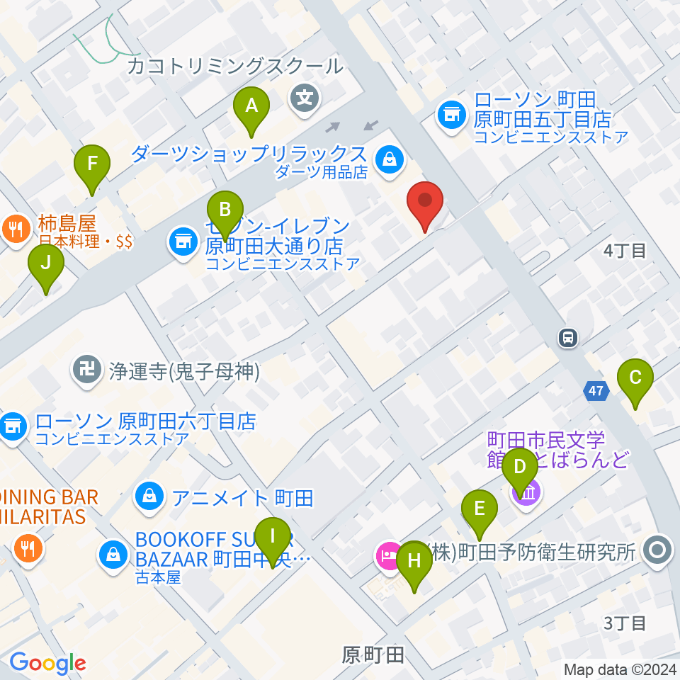 町田ナッティーズ周辺のカフェ一覧地図