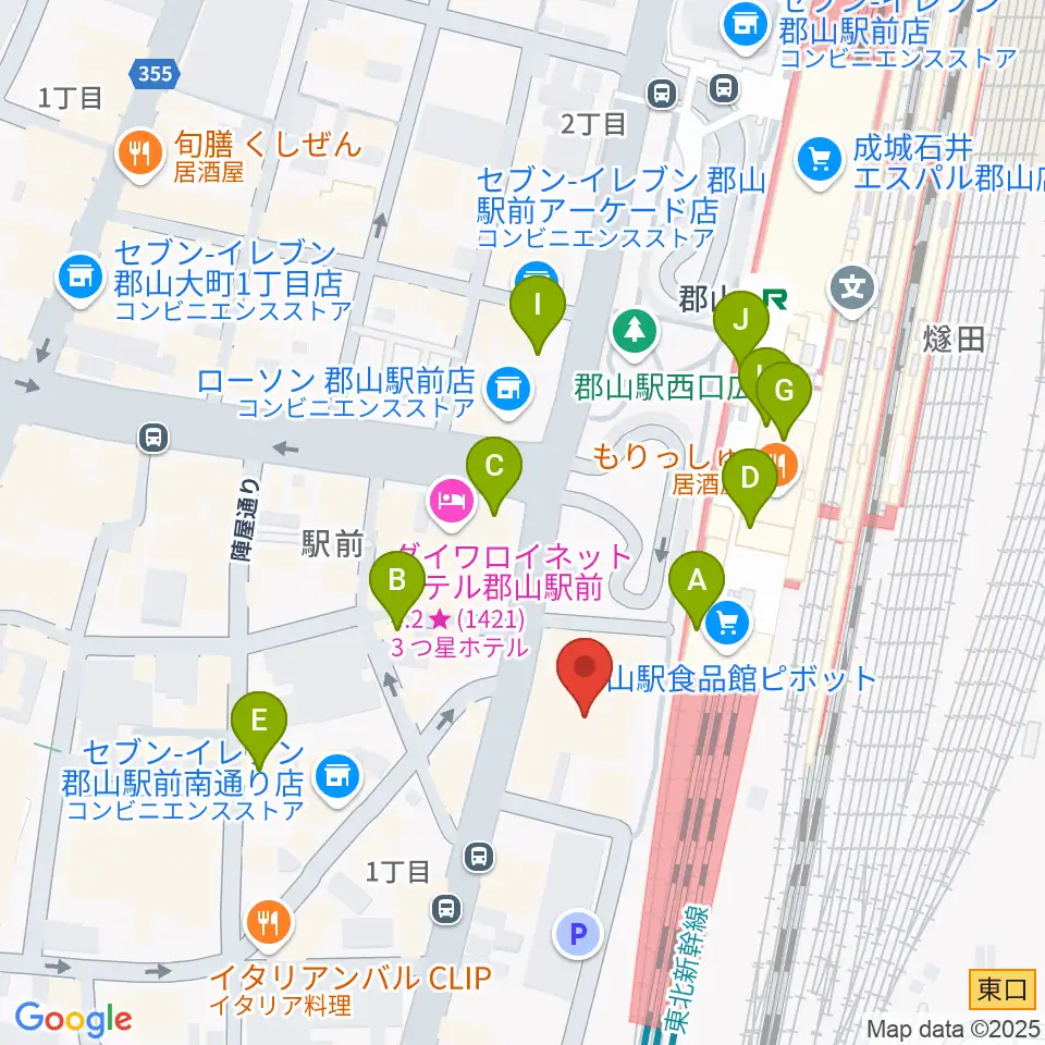 島村楽器 郡山アティ店周辺のカフェ一覧地図