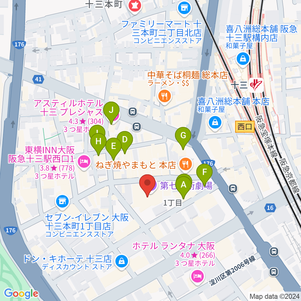 シアターセブン周辺のカフェ一覧地図