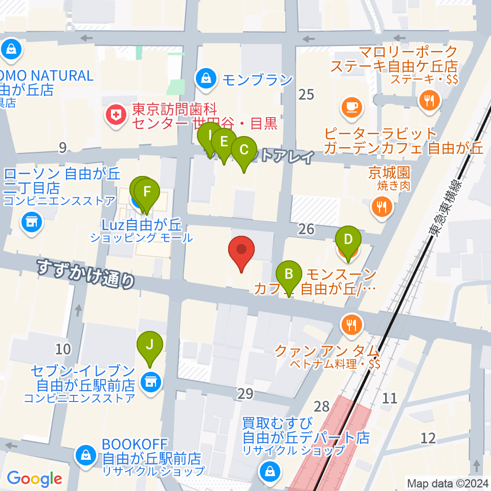 自由が丘hyphen周辺のカフェ一覧地図