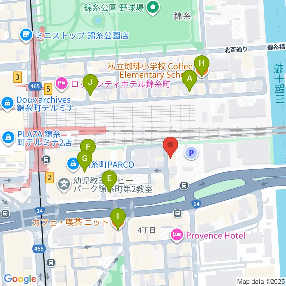 錦糸町rebirth周辺のカフェ一覧地図
