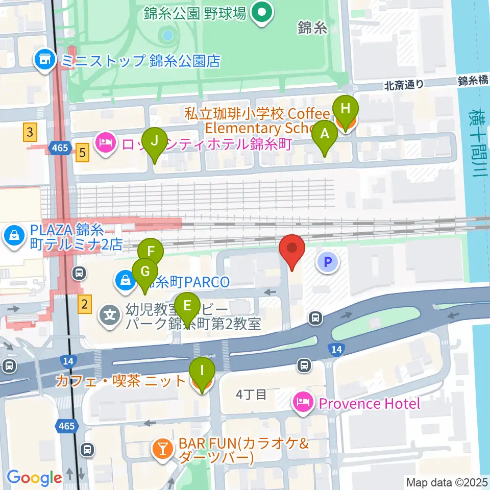 錦糸町rebirth周辺のカフェ一覧地図