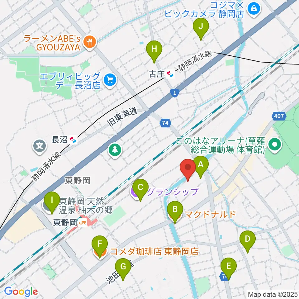 静岡UMBER周辺のカフェ一覧地図