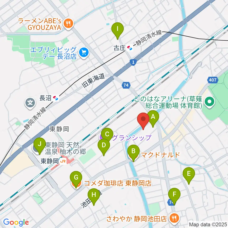 静岡UMBER周辺のカフェ一覧地図