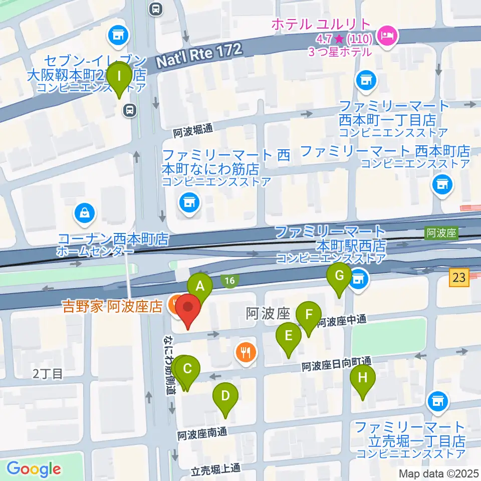 阿波座BIG JACK周辺のカフェ一覧地図