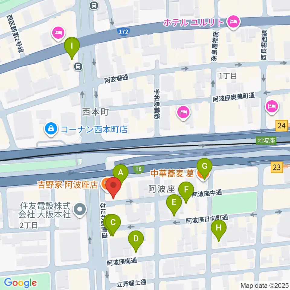 阿波座BIG JACK周辺のカフェ一覧地図