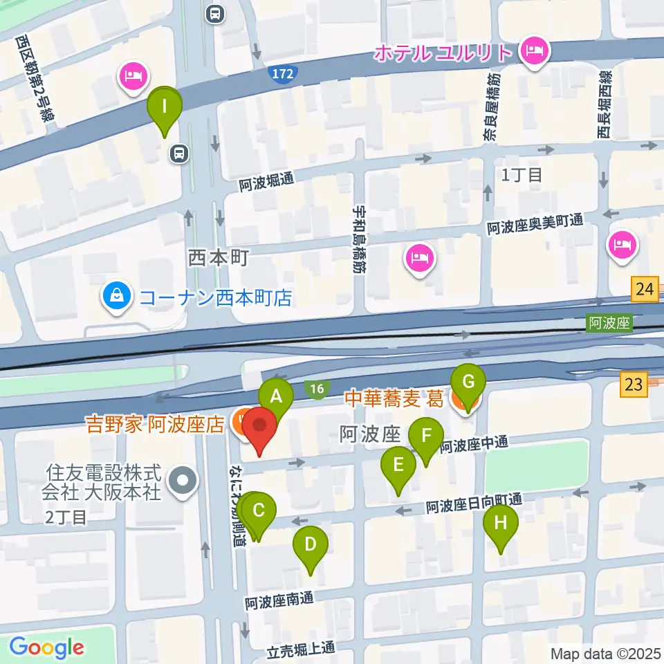 阿波座BIG JACK周辺のカフェ一覧地図