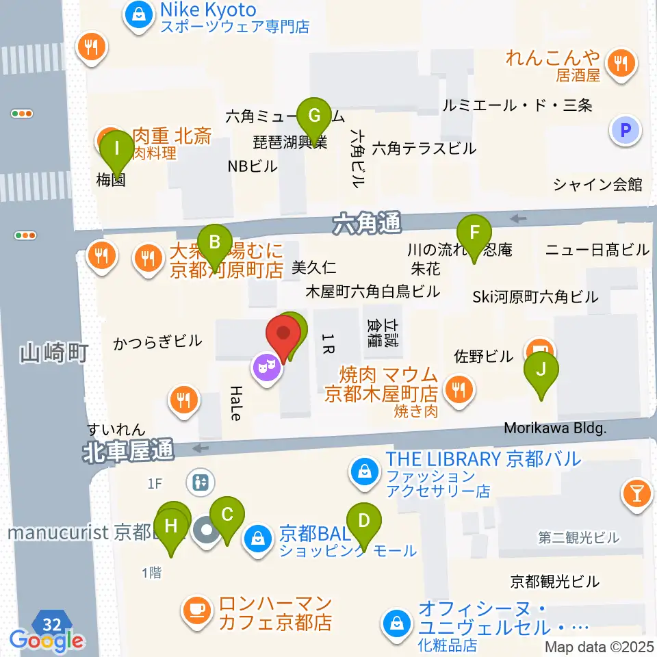 木屋町DEWEY周辺のカフェ一覧地図