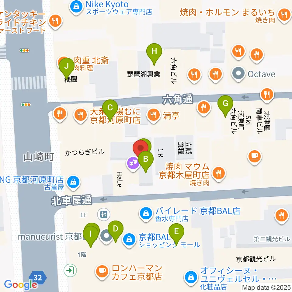木屋町DEWEY周辺のカフェ一覧地図