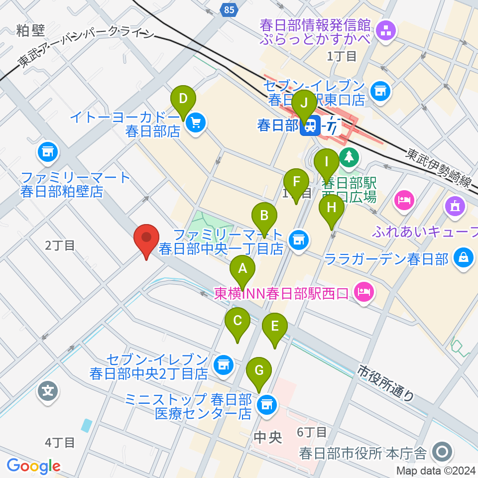 春日部エバーチャイルド周辺のカフェ一覧地図