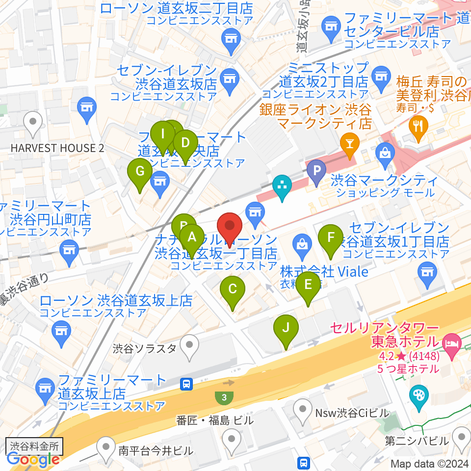 渋谷REX周辺のカフェ一覧地図
