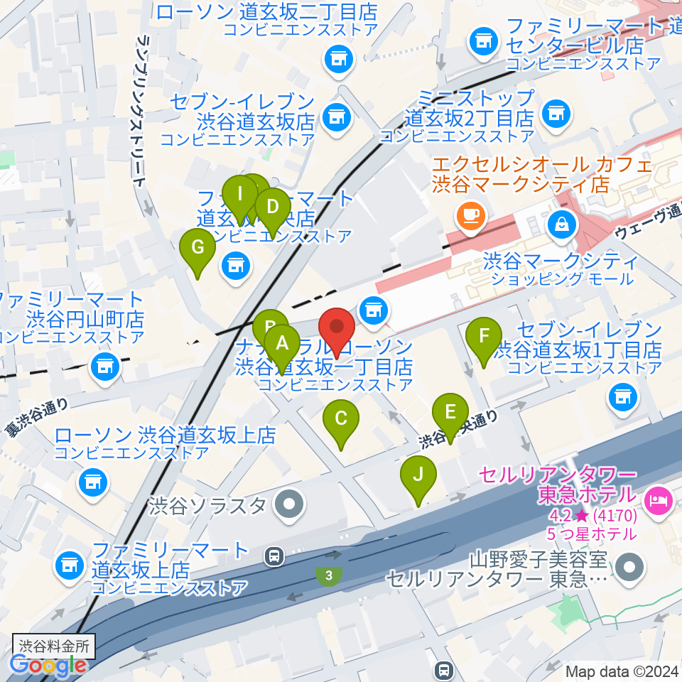 渋谷REX周辺のカフェ一覧地図