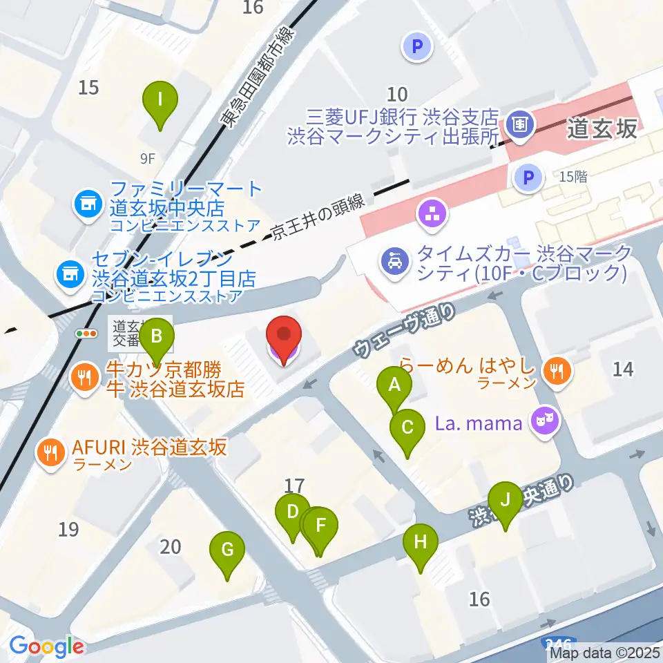 渋谷REX周辺のカフェ一覧地図