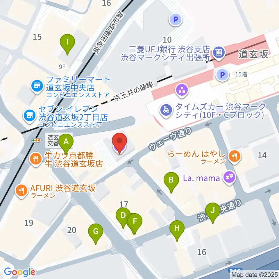 渋谷REX周辺のカフェ一覧地図