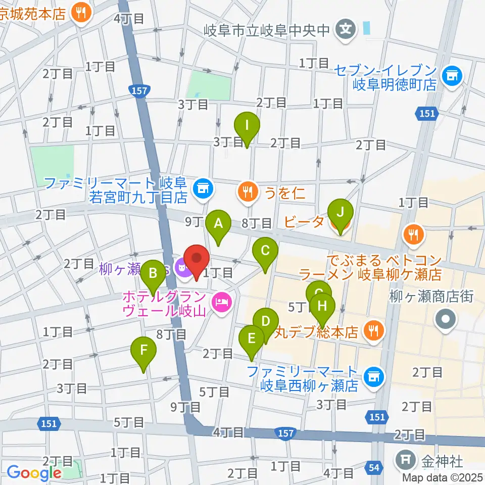 柳ヶ瀬アンツ周辺のカフェ一覧地図