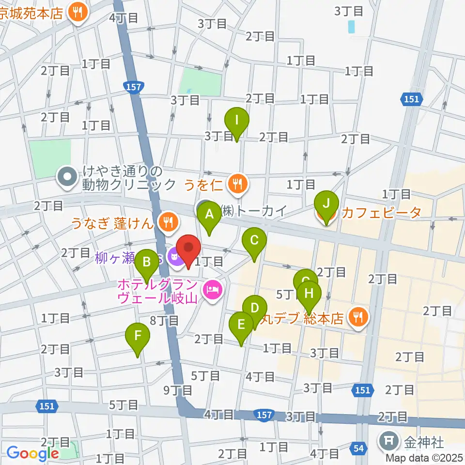 柳ヶ瀬アンツ周辺のカフェ一覧地図