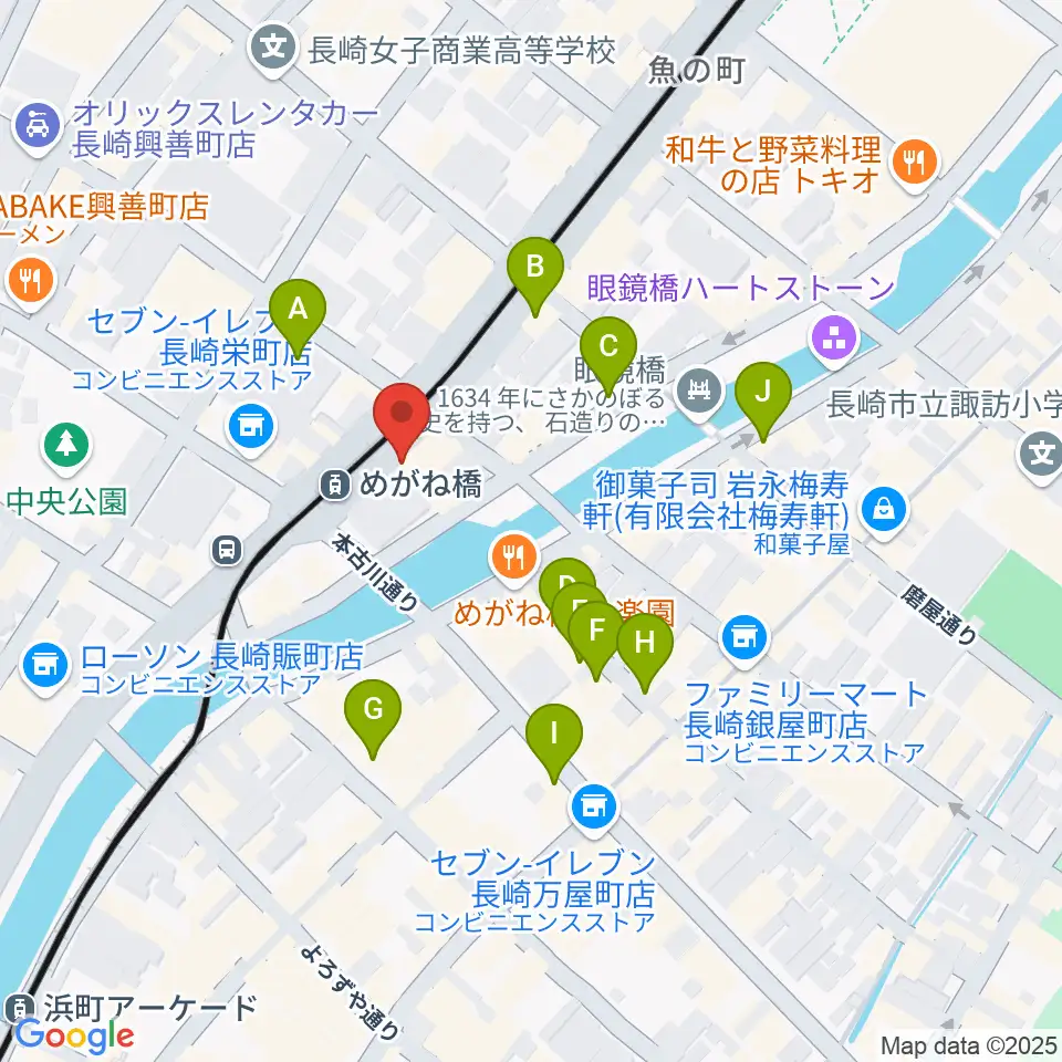 長崎DRUM Be-7周辺のカフェ一覧地図