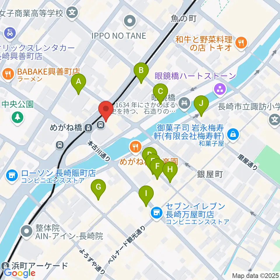 長崎DRUM Be-7周辺のカフェ一覧地図