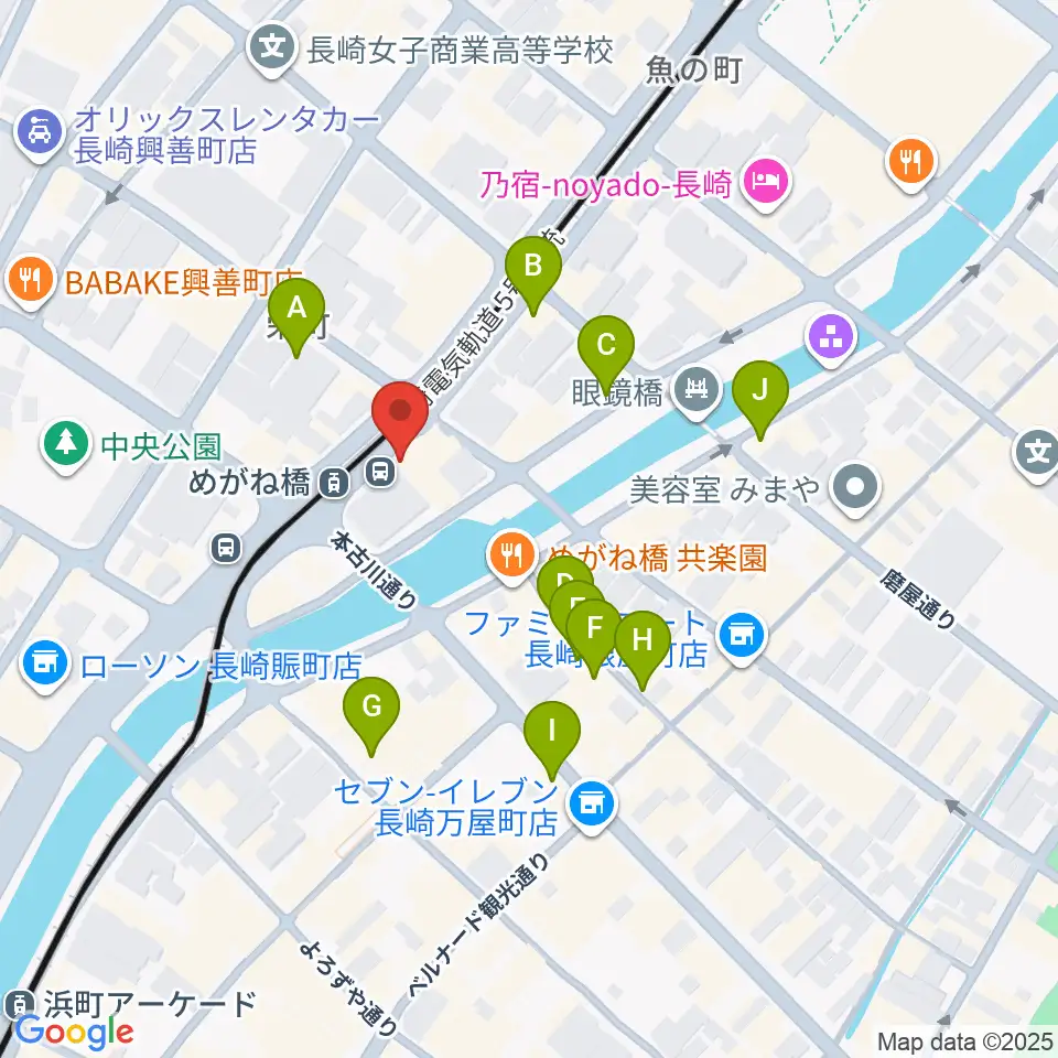 長崎DRUM Be-7周辺のカフェ一覧地図