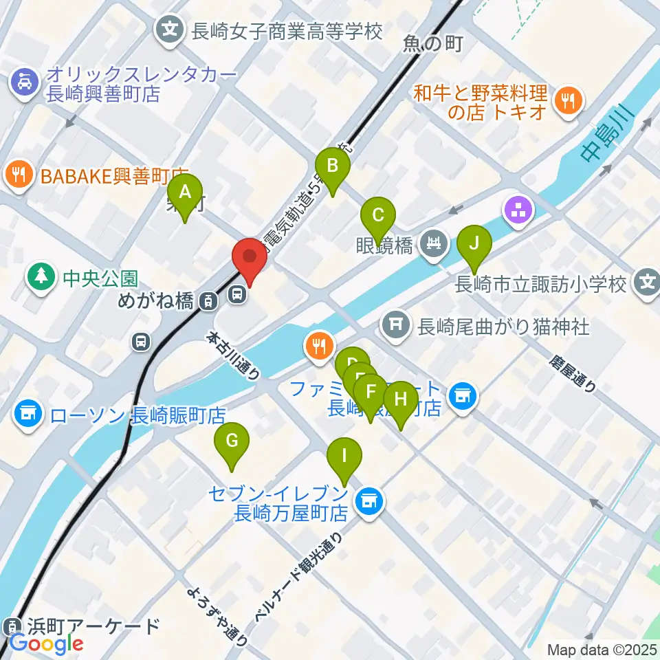 長崎DRUM Be-7周辺のカフェ一覧地図