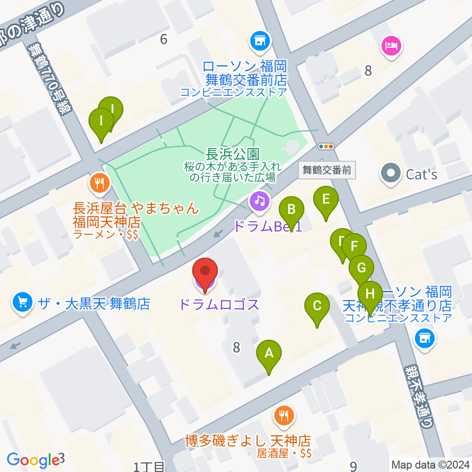 福岡DRUM LOGOS周辺のカフェ一覧地図