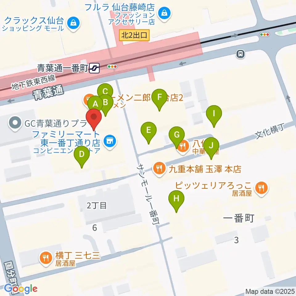 仙台MACANA周辺のカフェ一覧地図