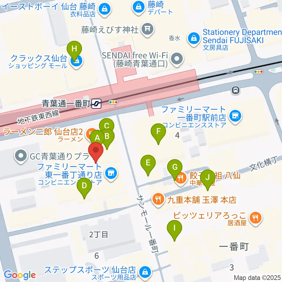 仙台MACANA周辺のカフェ一覧地図