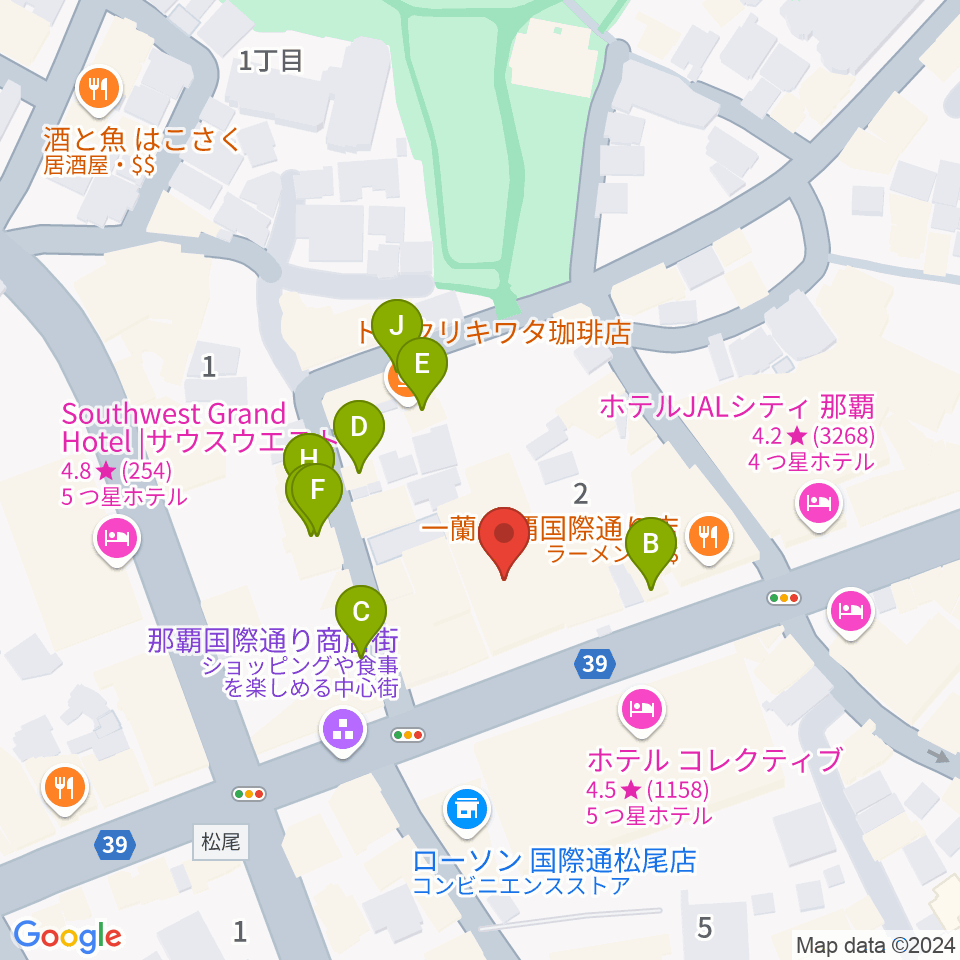 ライブハウス島唄周辺のカフェ一覧地図