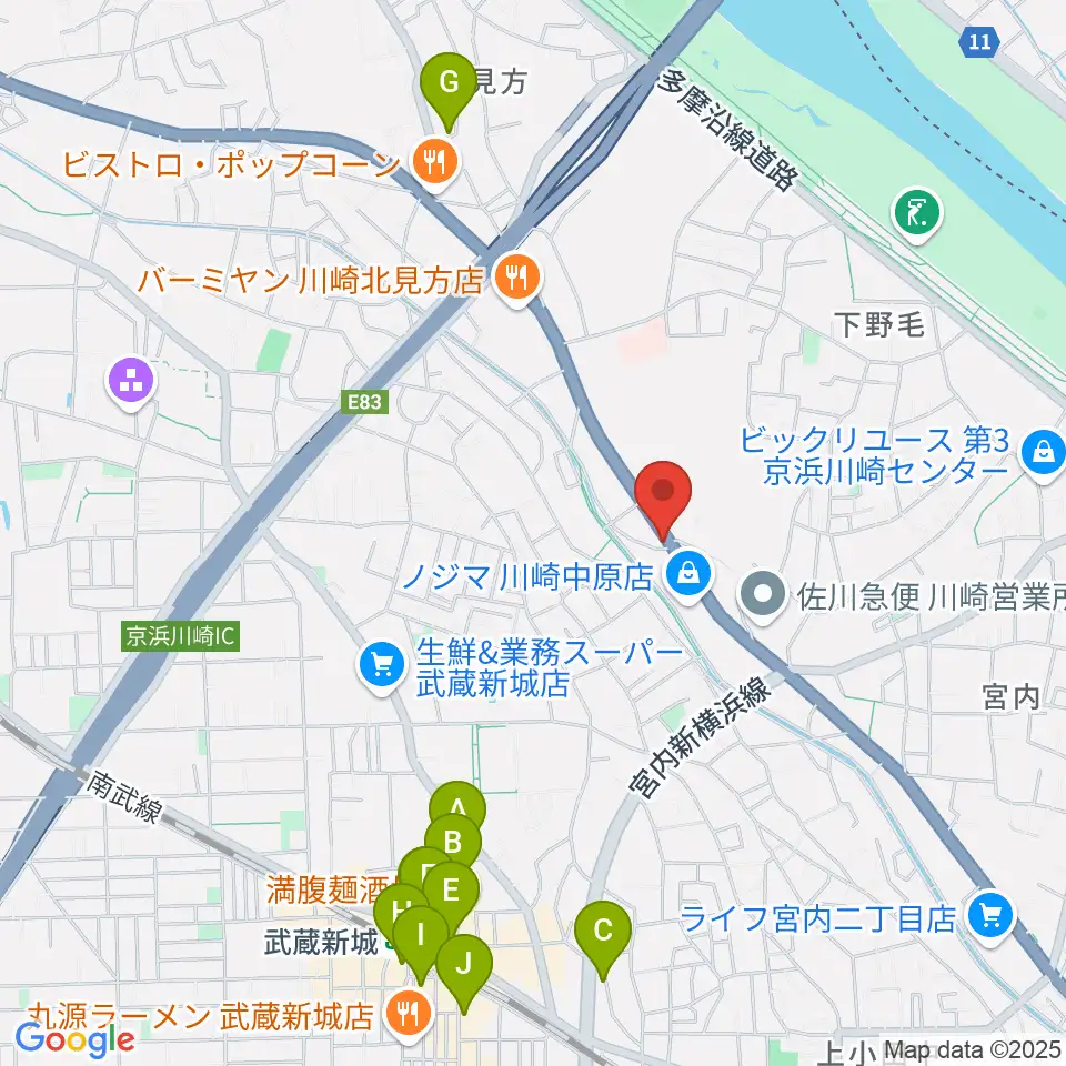 サンフォニックス周辺のカフェ一覧地図