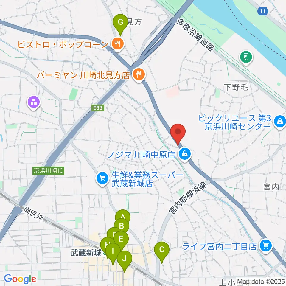 サンフォニックス周辺のカフェ一覧地図