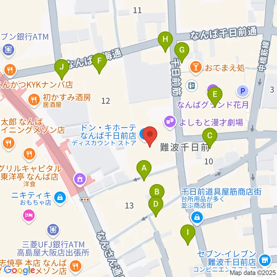 NMB48劇場周辺のカフェ一覧地図