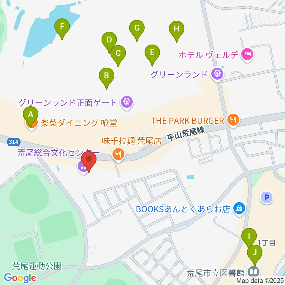 荒尾総合文化センター周辺のカフェ一覧地図