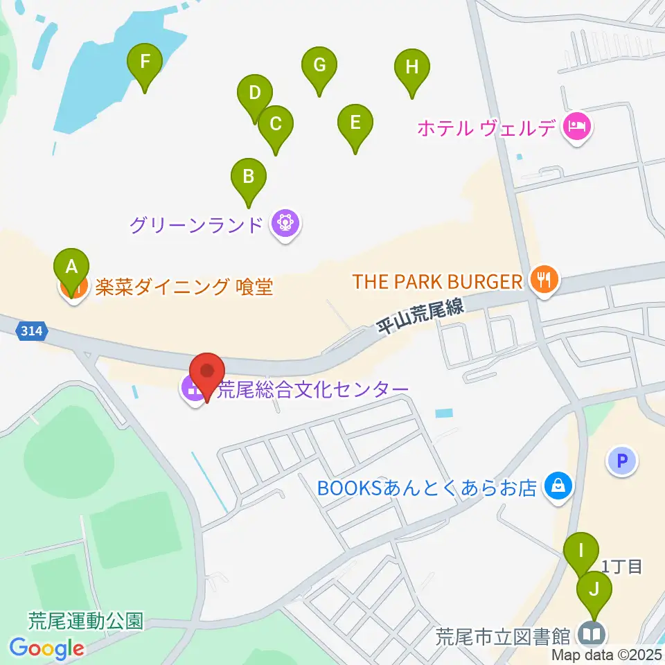 荒尾総合文化センター周辺のカフェ一覧地図