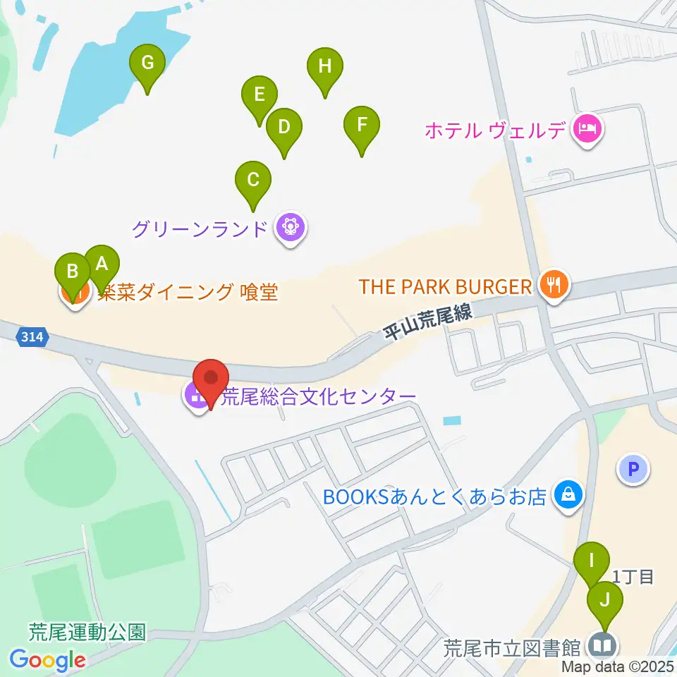 荒尾総合文化センター周辺のカフェ一覧地図