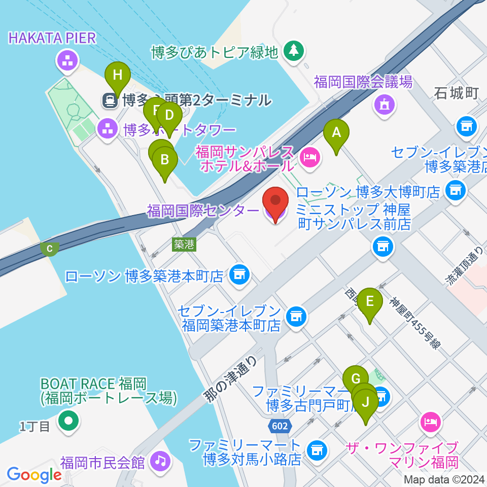 福岡国際センター周辺のカフェ一覧地図