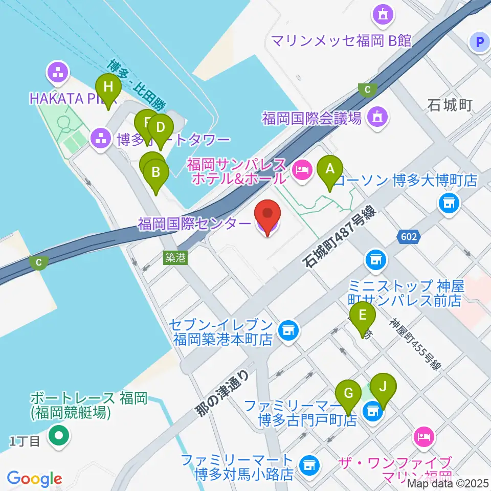 福岡国際センター周辺のカフェ一覧地図