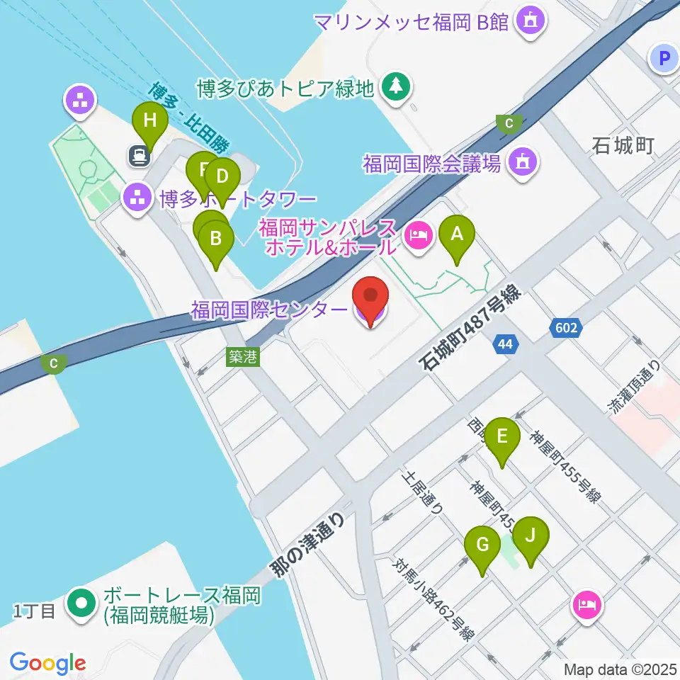 福岡国際センター周辺のカフェ一覧地図